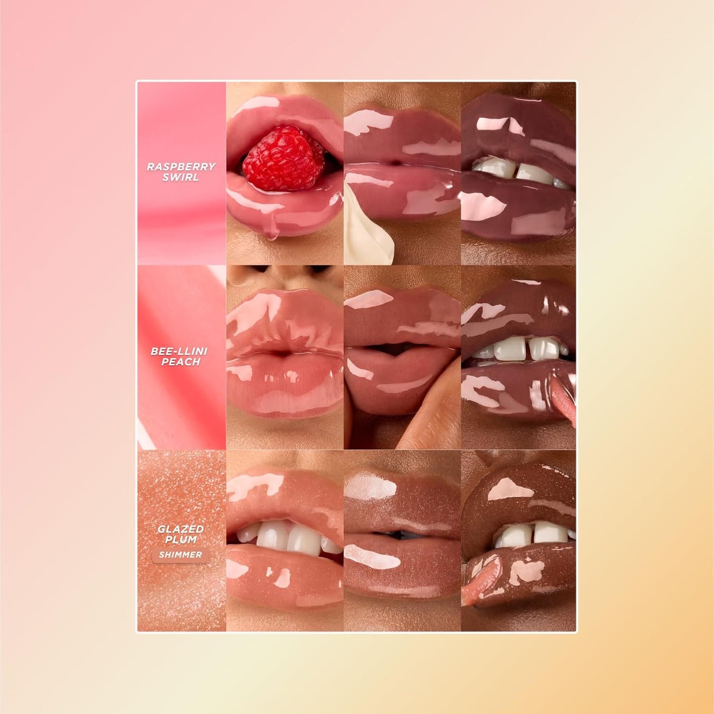 Gisou Honey Infused Lip Oil 8ml - High-Shine Hydration, Mirsalehi Honey and Jojoba Oil, Non-Sticky Finish, Juicy Shades & Scents for All Lip Types (Bee-lini Peach)