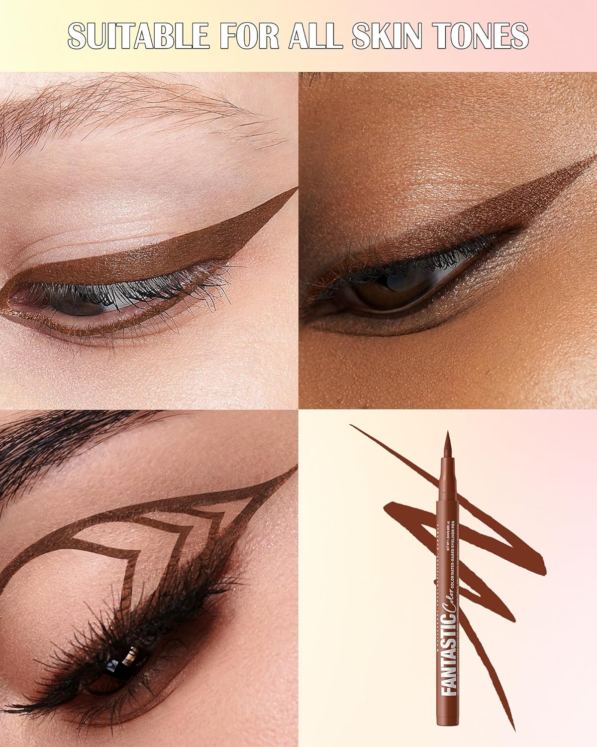 Bronze Matte Liquid Eyeliner Pencil, Colorful High Pigmented Waterline Eye liner Waterproof Pen, Bright Colored Smudgeproof Long Lasting Eyeliner Pen Christmas Party Festival Makeup Gift for Women-10