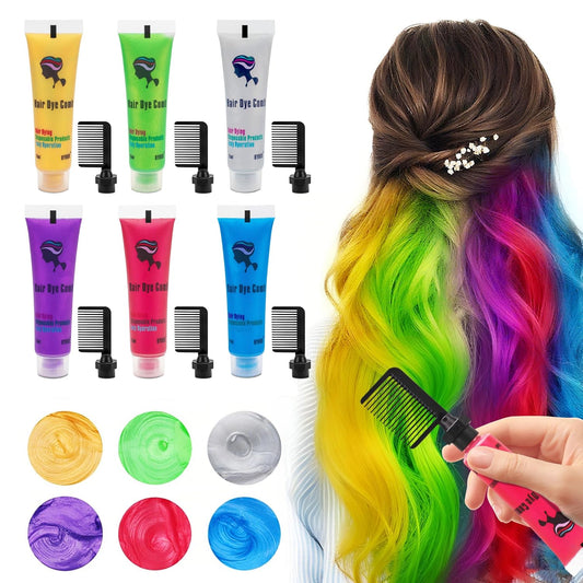 Byhoo 6PCS Temporary Hair Dye for Dark Hair, Hair Chalk for Girls, Kids Hair Dye, Washable Hair Color, Girl Gifts for 7-13 Year Old Girls Birthday