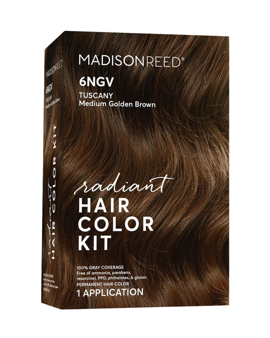Madison Reed Radiant Hair Color Kit | 6NGV Medium Golden Brown (Tuscany Brown) for 100% Gray Hair Coverage | Dimensional Salon-Quality Permanent Hair Dye | PPD-Free & Ammonia-Free | 1 Pack