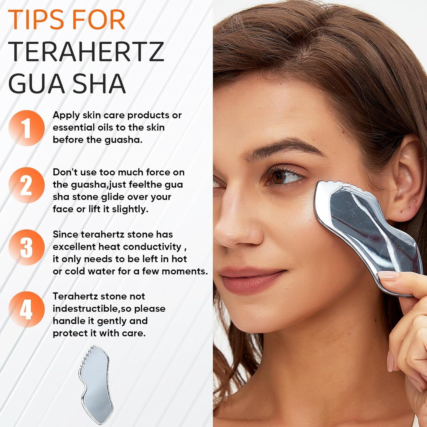 Terahertz Gua Sha Facial Tools Stone for Lymphatic Drainage, Reduced Puffiness, Relieved Facial Tension – 100% Natural Terahertz Stone Skin Care Tools