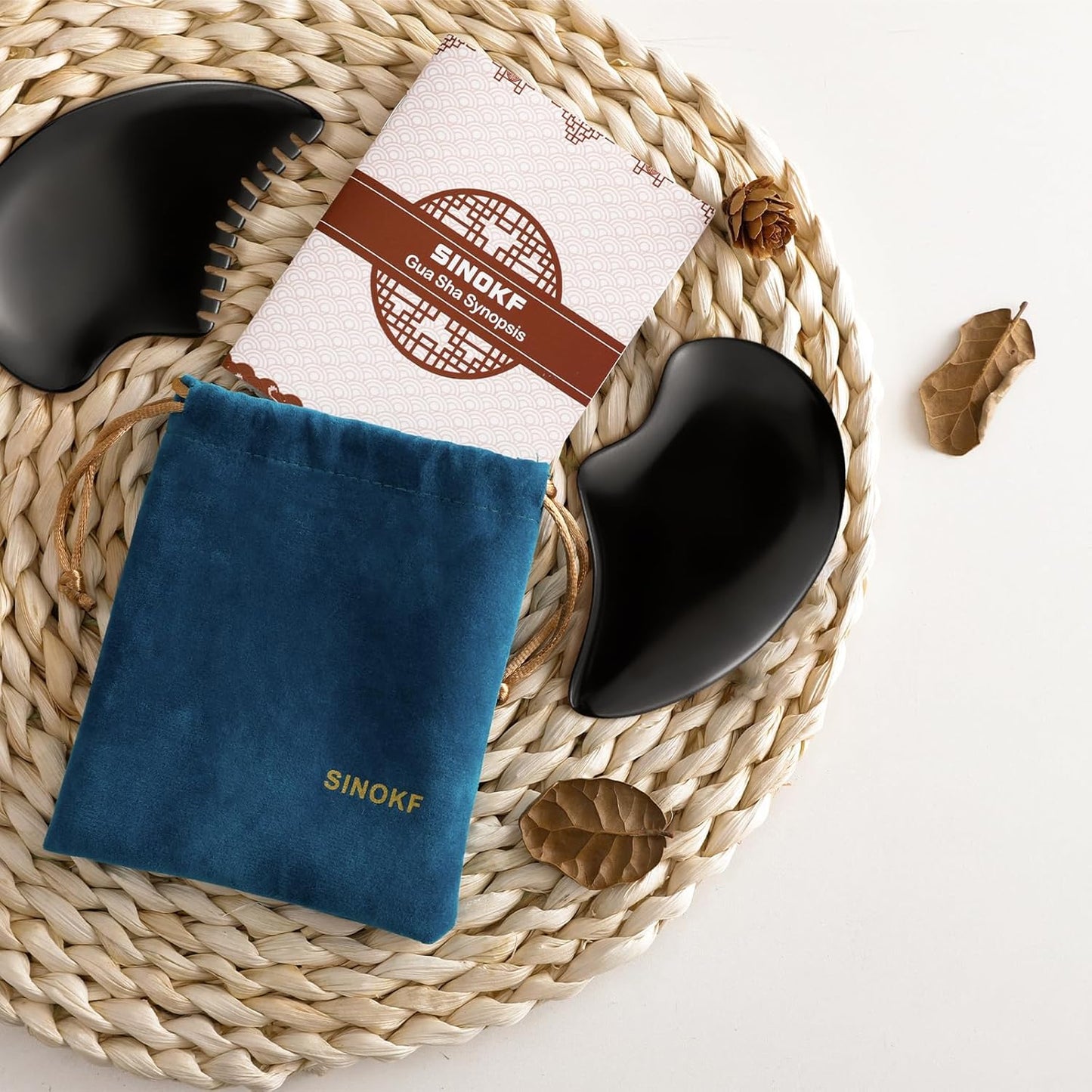 Bian Stone Gua Sha Facial Tools Scraping Massage Face Guasha Board Scraping Plate(Seahorse 2pcs)