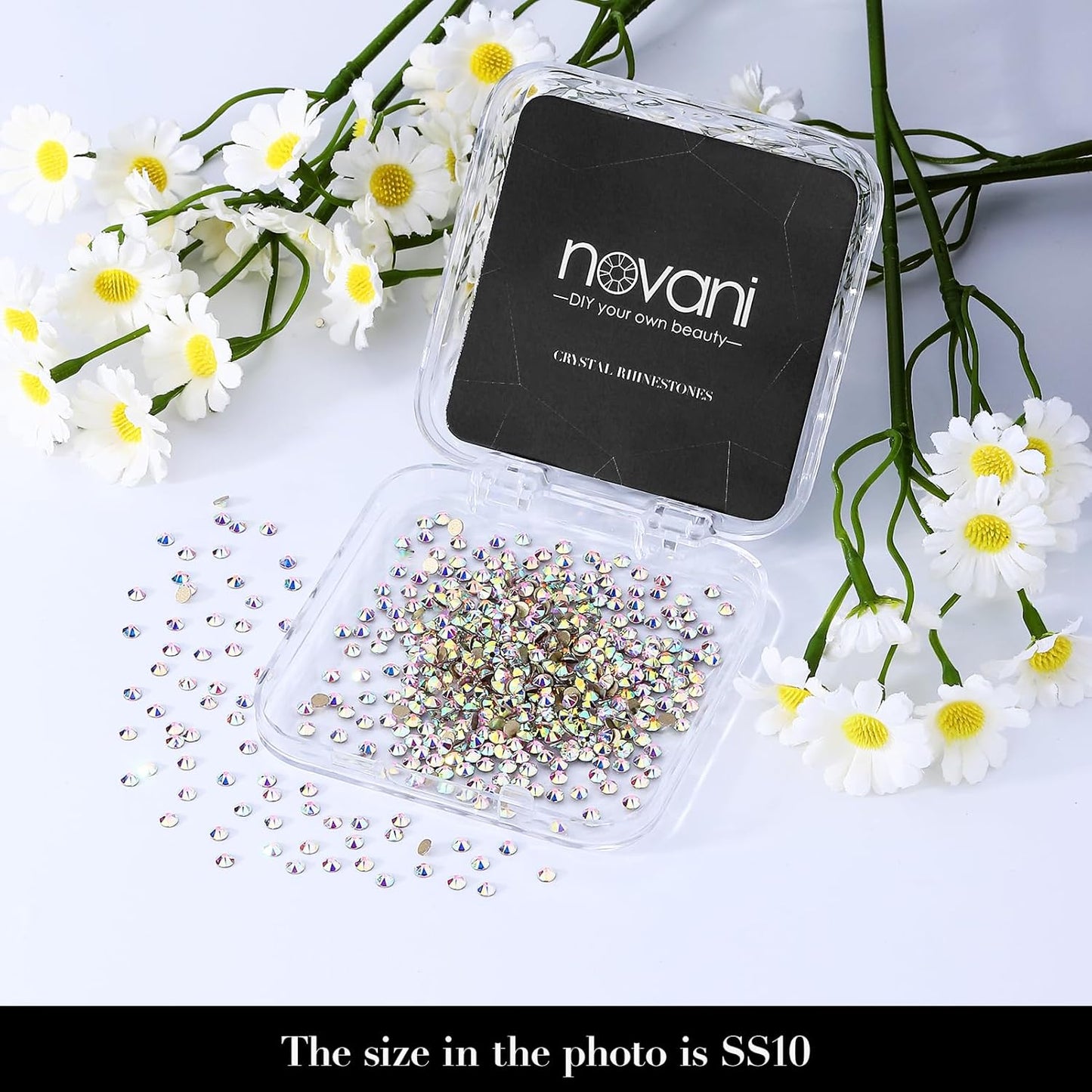 Novani 576pcs Crystal AB Rhinestones Flat Back Round Rhinestone Style 2088 Sparkly Crystal Gemstones for Nail Art and Crafting,SS10(2.7-2.9mm