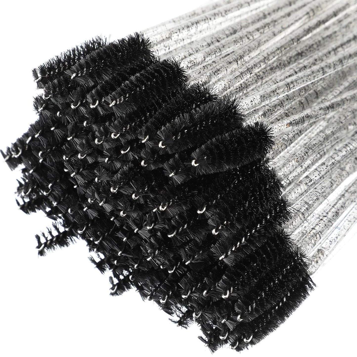 Skylety 1000 Pcs Disposable Mascara Wands Bulk Mascara Eyelash Brush Spoolies Makeup Applicator Eyelash Wands for Eye Lash Extension, Eyebrow Comb, 3.9 x 0.2 x 0.3 Inch (Black,Glitter)