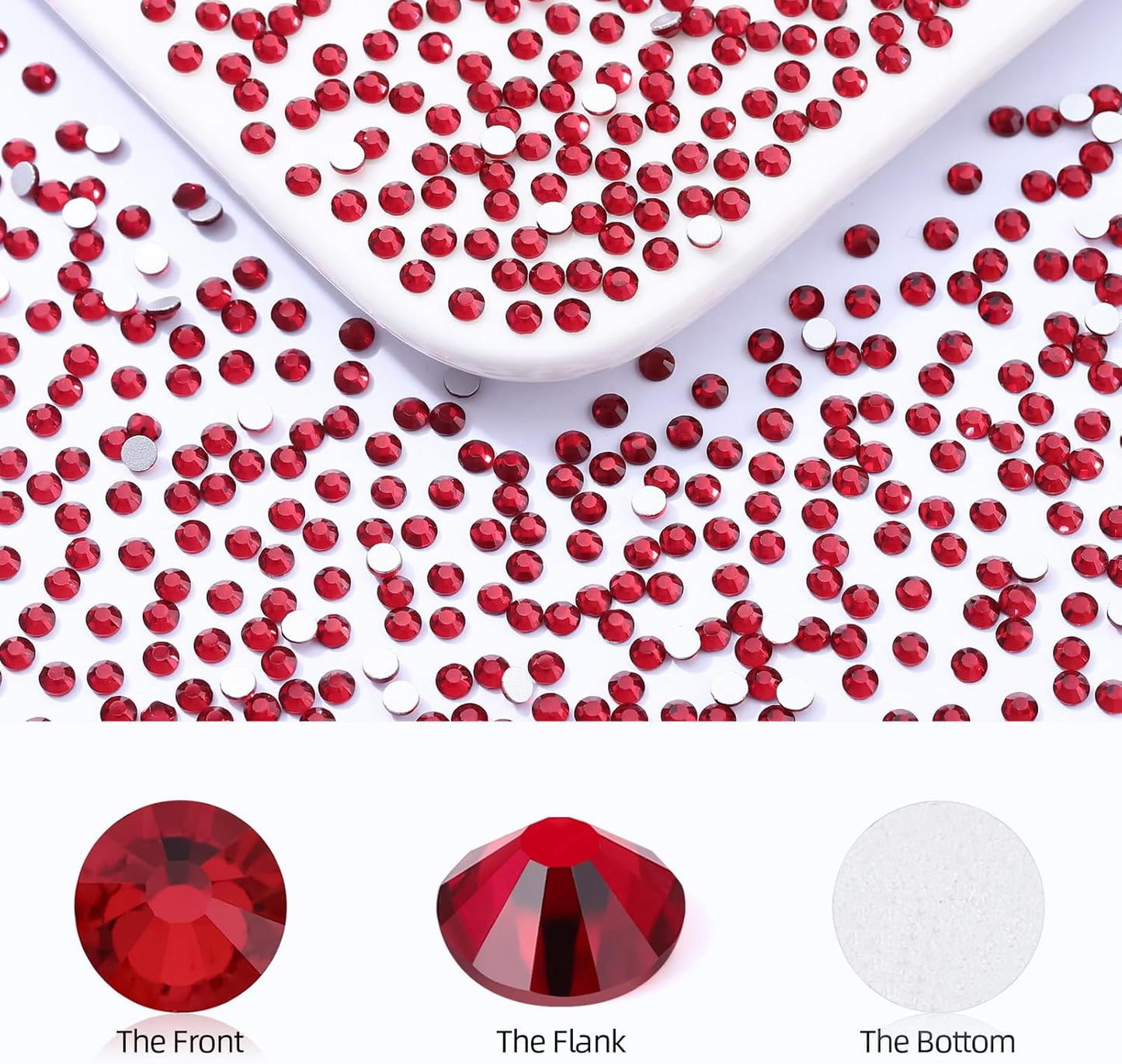 Siam Flatback Rhinestones, Glass Rhinestones for Nail Art and Craft, Glue Fix, Loose Crystal Gemstones(Siam, SS10, 2880pcs, 2.7-2.8mm)