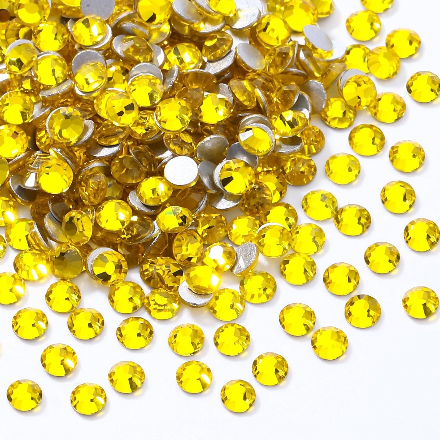 Citrine Flatback Rhinestones, Glass Rhinestones for Nail Art and Craft, Glue Fix, Loose Crystal Gemstones(Yellow, SS10, 1440pcs, 2.7-2.8mm)