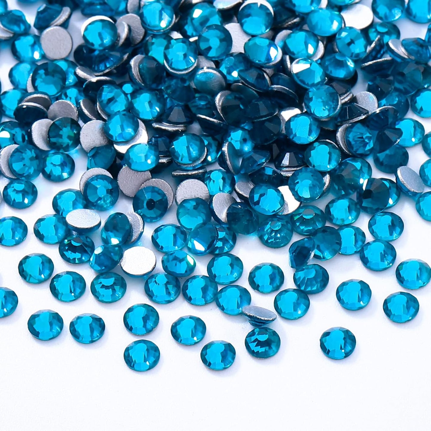 Malachite Blue Flatback Rhinestones, Glass Rhinestones for Nail Art and Craft, Glue Fix, Loose Crystal Gemstones(Malachite Blue, SS10, 2880pcs, 2.7-2.8mm)