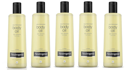 Neutrogena Body Oil Light Sesame Formula, Dry Skin Moisturizer & Hydrating Body Massage Oil, for Radiant & Healthy Looking Glow, Nourishing Bath Oil for Sheer Moisture, 8.5 fl. oz