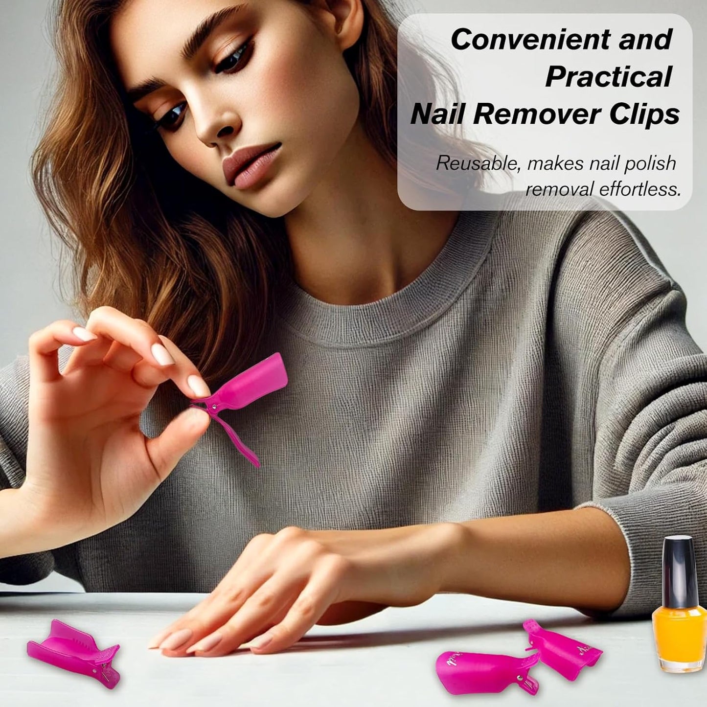 20-Piece UV Gel Polish Remover Wrap Tool in Pink-Professional Acrylic Nail Art Soak Off Cap Clips