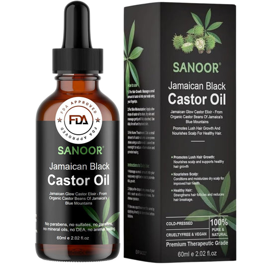 Jamaican Glow Castor Elixir Oil | 100% Pure and Natural - Premium Grade Leave In Oil for Hair Growth, Eyelashes and Eyebrows| Infused with Nutrients Pure Hair Butter | Cold-pressed | 60ml