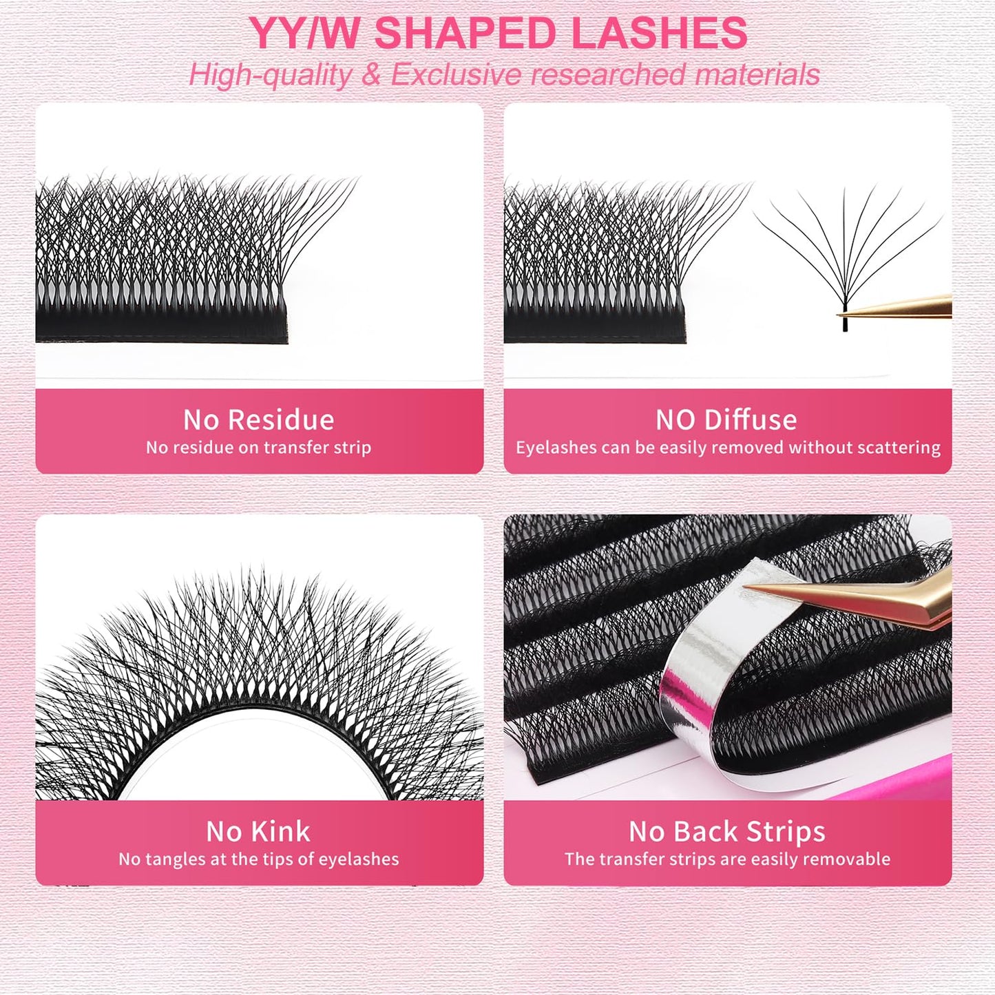 W Lash Extensions Supplies 8D Eyelash Extensions W Shape 0.07mm Thickness D Curl 10mm Premade Fans Easy Fan Lashes Volume Matte Black 12 Rows Crisscross Eye Lashes(W-8D-0.07-D,10mm)