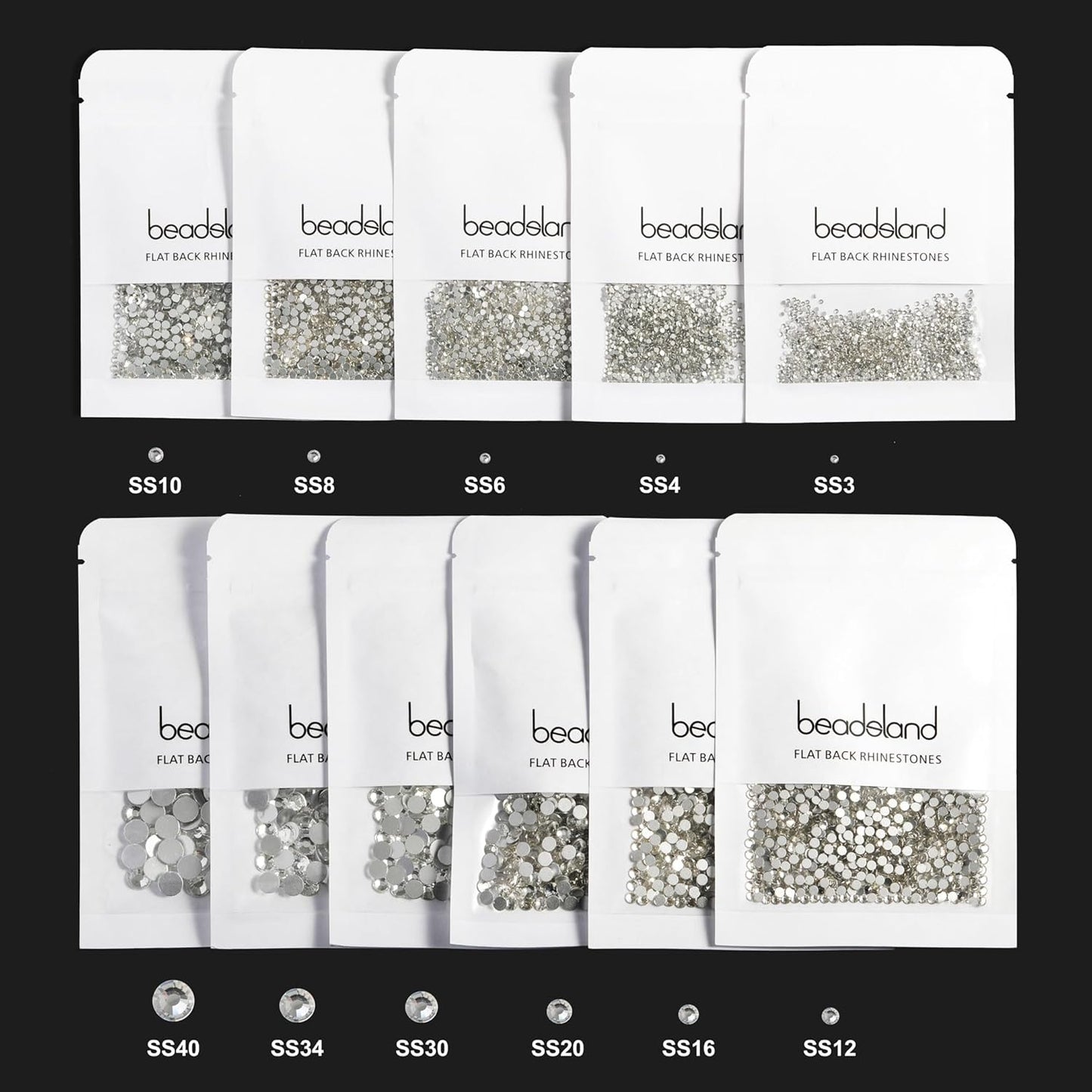 beadsland Flat Back Crystal Rhinestones Round Gems for Nail Art and Craft Glue Fix, Montana(2.9-3.0mm) SS12/1440pcs