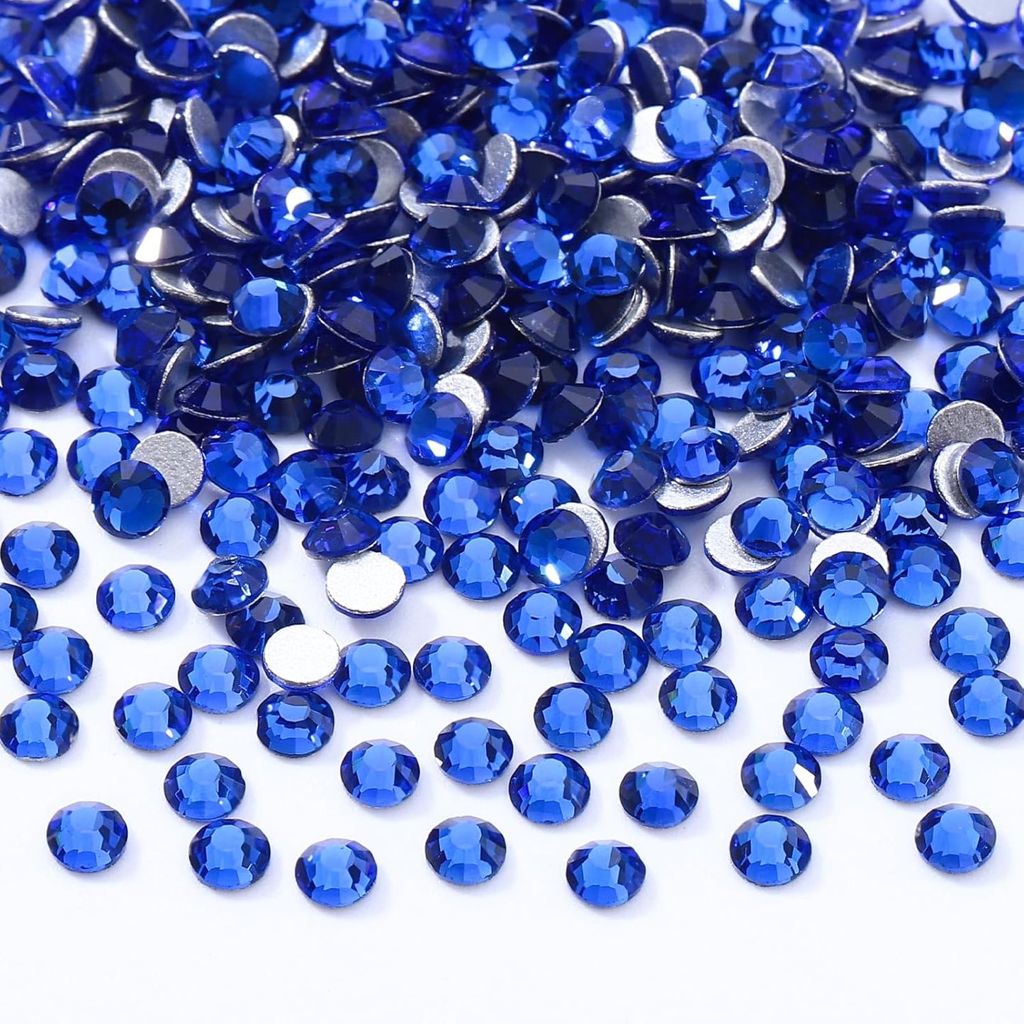 Sapphire Flatback Rhinestones, Glass Rhinestones for Nail Art and Craft, Glue Fix, Loose Crystal Gemstones(Blue, SS10, 2880pcs, 2.7-2.8mm)