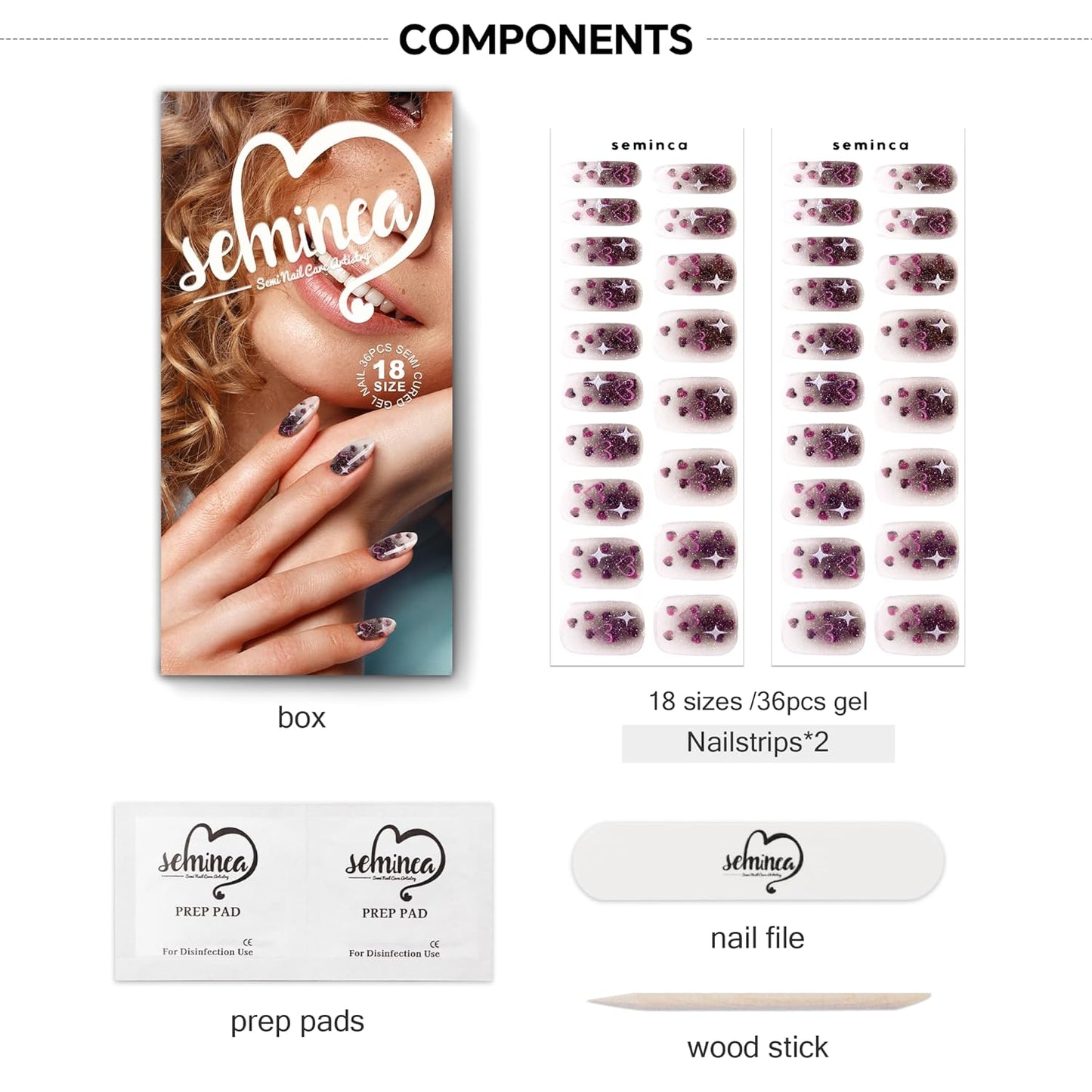 Semi Cured Gel Nail Strips-Salon Quality Semi-Cured Gel Press On Nails Stickers Quick DIY Nail Art Manicure Kits for Women at Home Works with Any UV/LED Lamps(Dusty Mind)