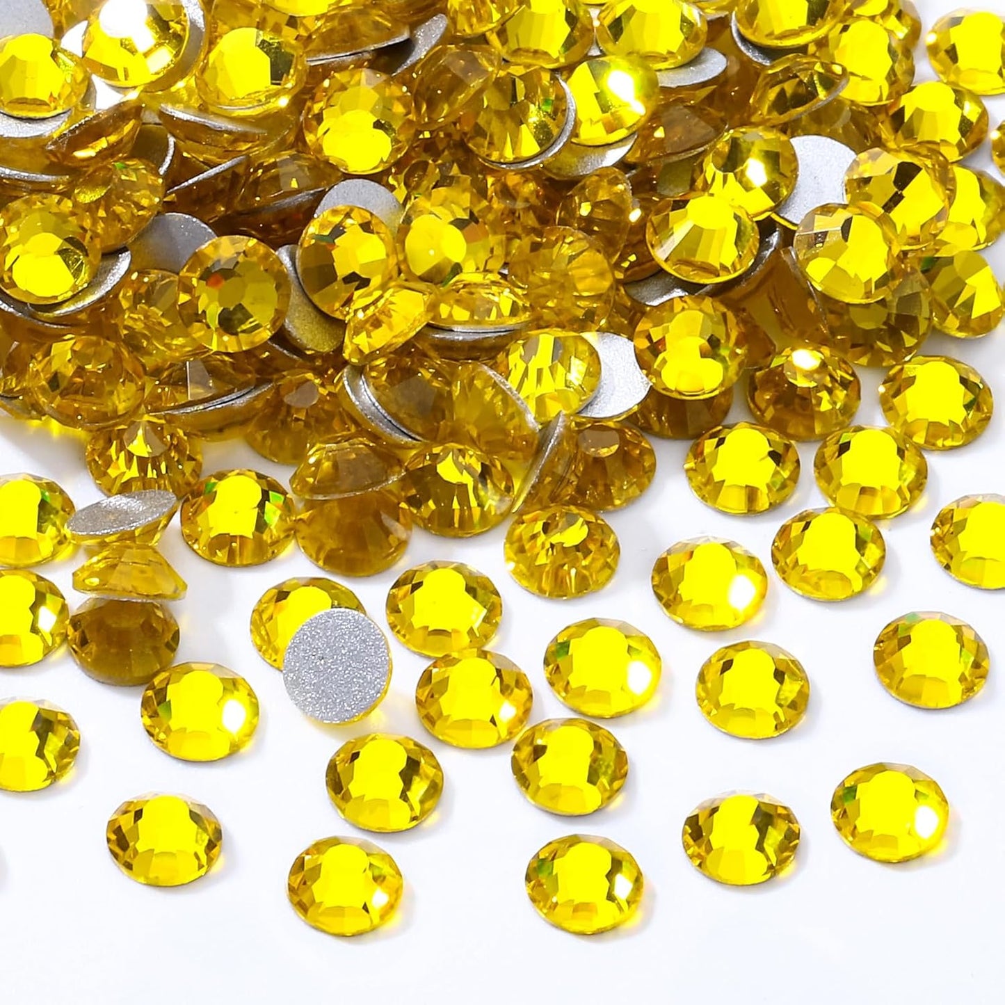 Yellow Flatback Rhinestones, Glass Rhinestones for Nail Art and Craft, Glue Fix, Loose Crystal Gemstones(Yellow, SS30, 576pcs, 6.4-6.6mm)