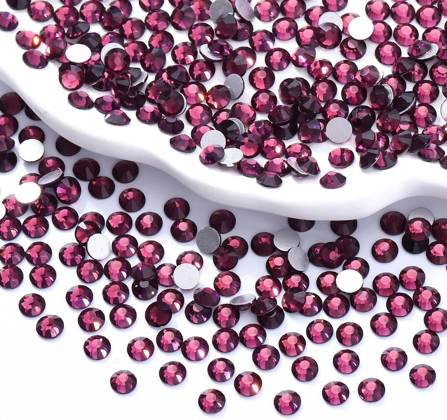 Purple Flatback Rhinestones, Glass Rhinestones for Nail Art and Craft, Glue Fix, Loose Crystal Gemstones(Purple, SS4, 1440pcs, 1.5-1.7mm)