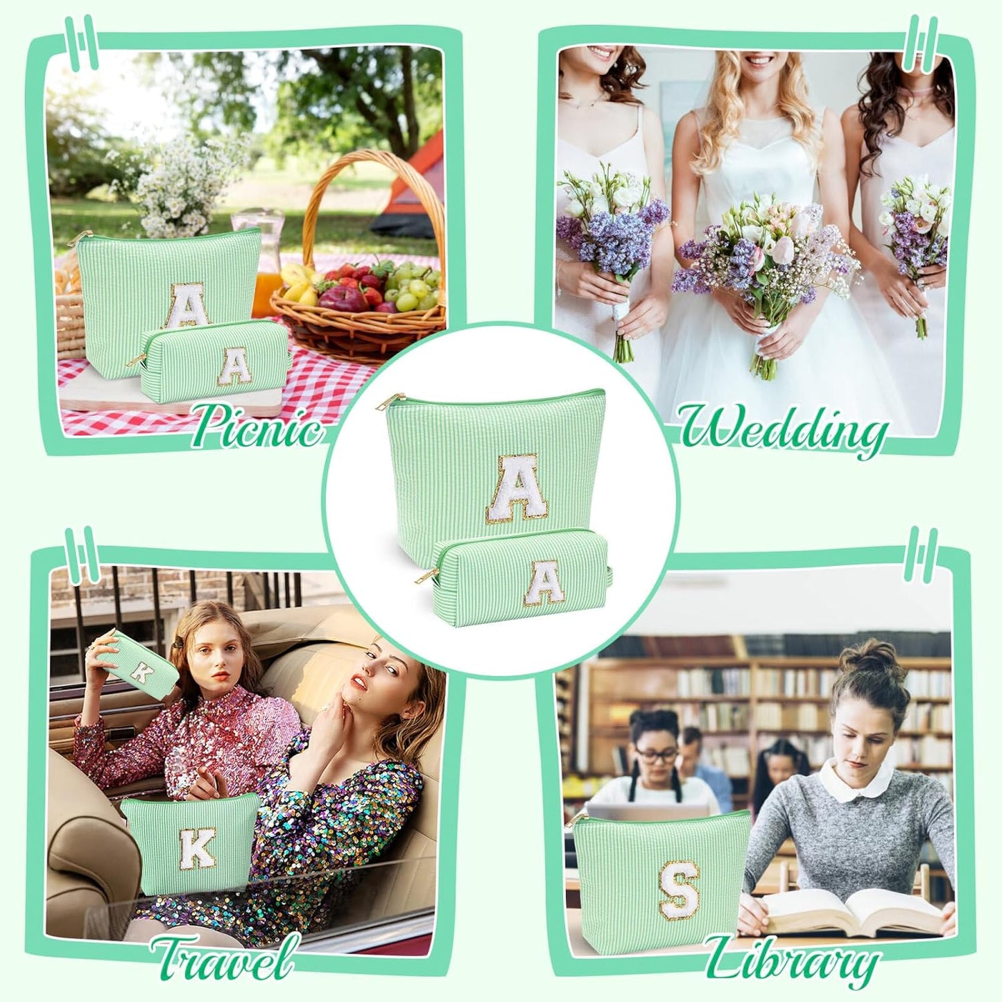 YOOLIFE Initial Makeup Bag for Women Girls - Teenager Girl Gift Ideas | Cute Make Up Bag | Personalized Gifts for Women Friends | Skin Care Bag | Mothers Day Gifts | Tween Girls Trendy Stuff Q