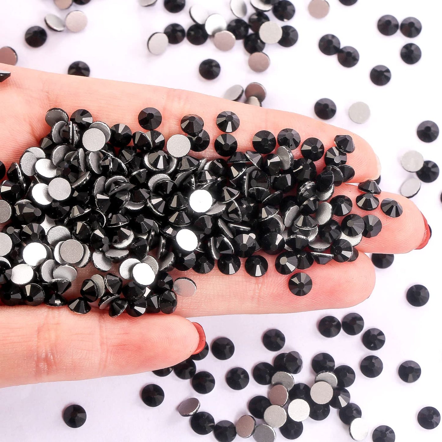 1440Pcs Black Crystal Rhinestones,Glass Flatback Rhinestones Gemstones Small for Nail Face Makeup Art Crafts Clothes Decoration -(SS10,2.8mm,Black)