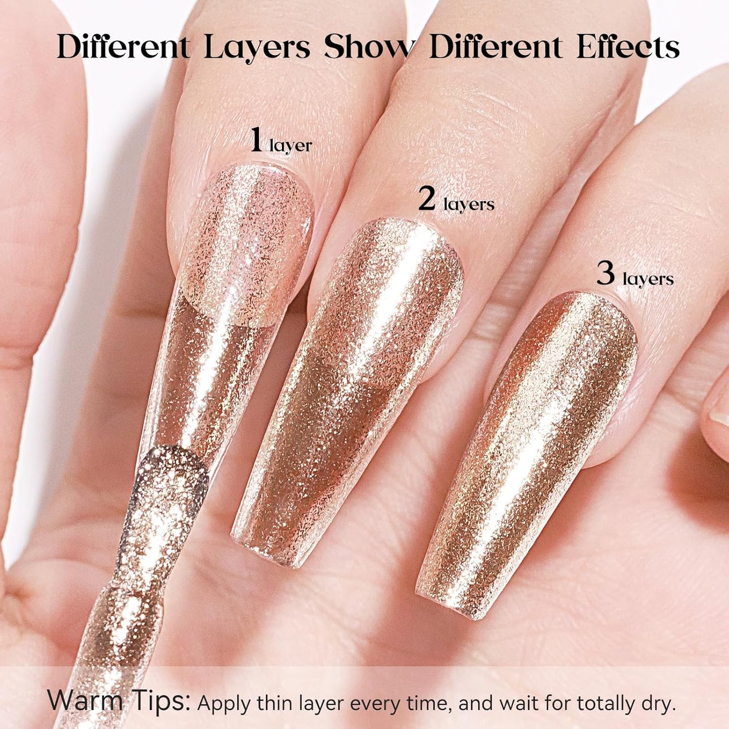 MIZHSE Quick Dry Glitter Nail Polish, Metallic Gold Nail Polish Air Dry Fast, 15 ml High Glossy Sparkle Shiny Shimmery Chrome Nail Pigment Water-based Nail Art Salon Manicure Home