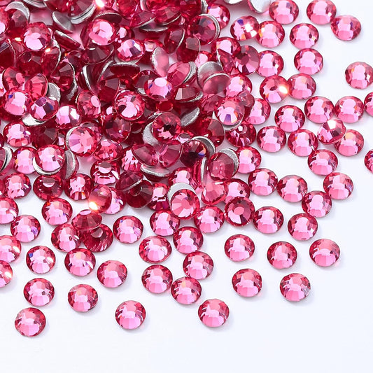 Rose Flatback Rhinestones, Glass Rhinestones for Nail Art and Craft, Glue Fix, Loose Crystal Gemstones(Rose, SS4, 1440pcs, 1.5-1.7mm)
