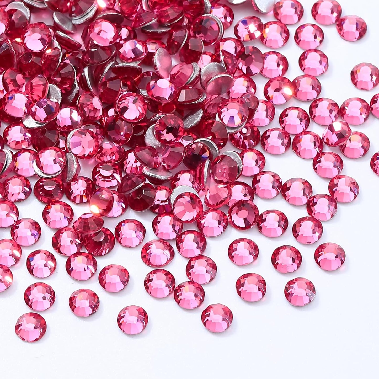 Rose Flatback Rhinestones, Glass Rhinestones for Nail Art and Craft, Glue Fix, Loose Crystal Gemstones(Rose, SS8, 1440pcs, 2.3-2.5mm)
