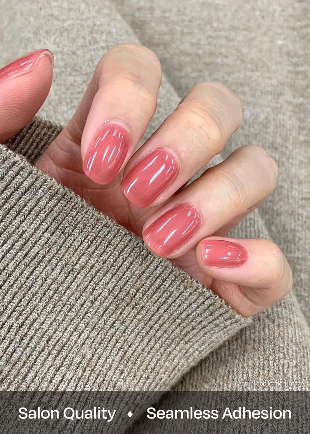 ohora Semi Cured Gel Nail Strips (N Juliet) - Pink, Solid, Works with Any UV/LED Lamps, Salon-Quality, Long Lasting, Easy to Apply & Remove - Includes 2 Prep Pads, Nail File & Wooden Stick