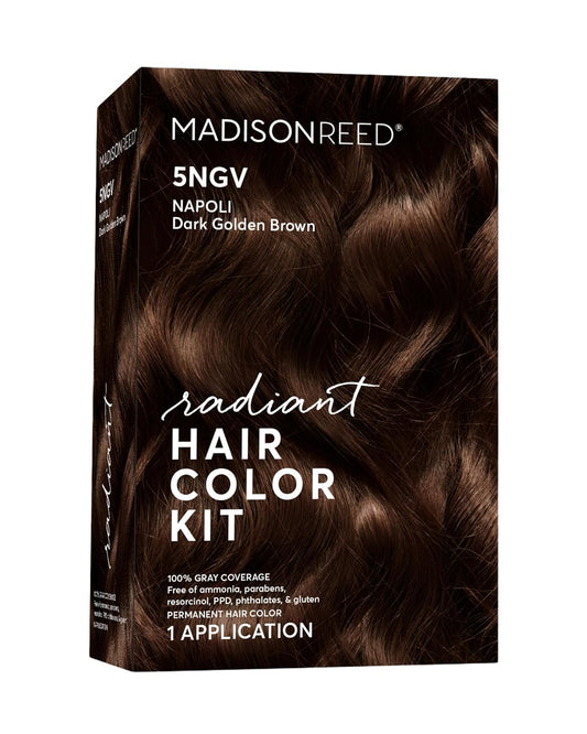 Madison Reed Radiant Hair Color Kit | 5NGV Dark Golden Brown with Warm Tones (Napoli Brown) for 100% Gray Hair Coverage | Dimensional Permanent Hair Dye | PPD-Free & Ammonia-Free | 1 Pack