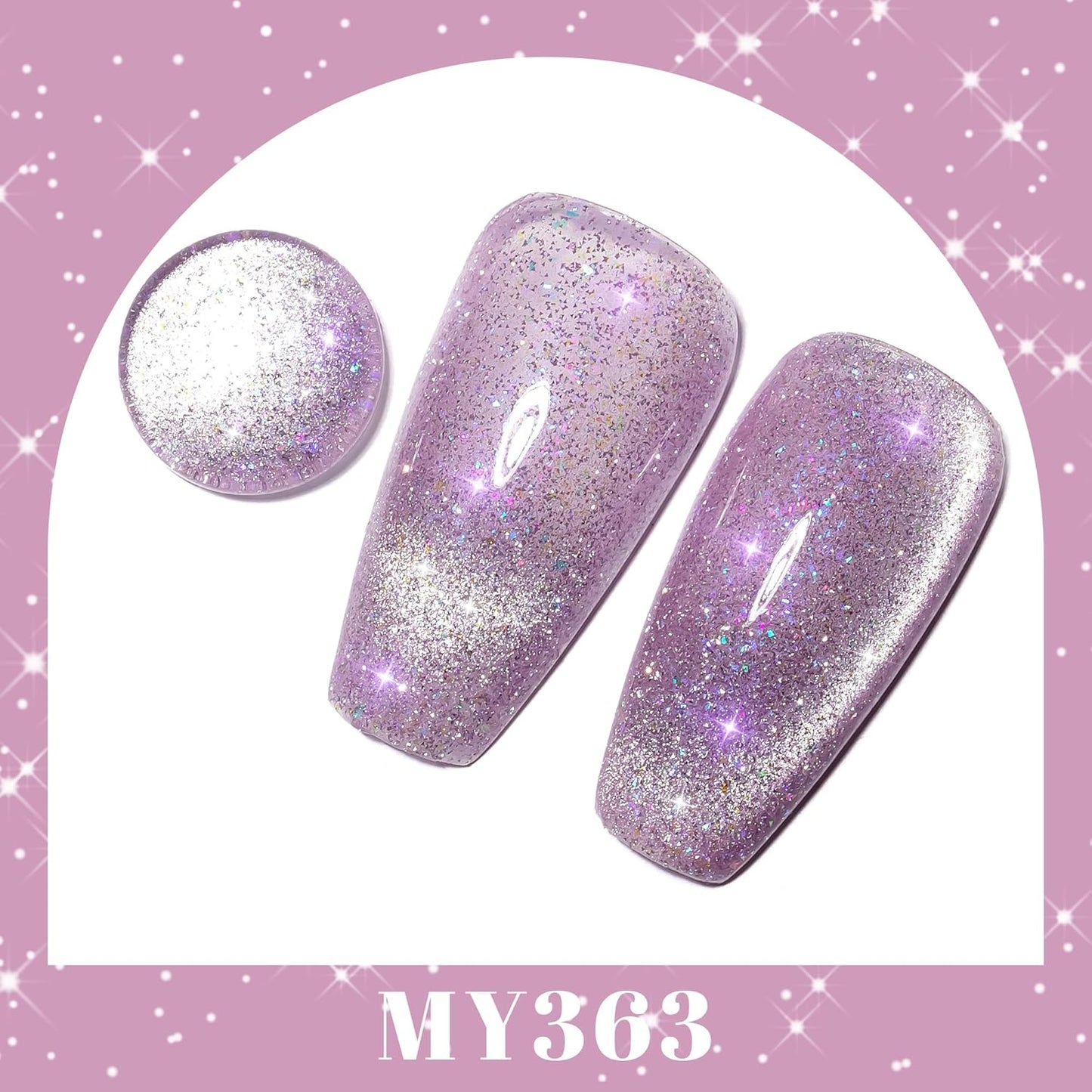 YTD Likomey Cat Eye Gel Nail Polish,15ml Pastel Pink Purple Brocade Glitter Flash Holographic Translucent Jelly Sheer Magnetic Shimmer Fall Winter UV Color Varnish with Magnet Stick,MY363