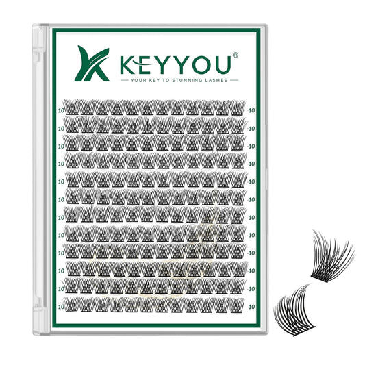 Lash Clusters 144pcs Individual Lashes D Curl 10mm Eyelash Clusters KEYYOU Air Touch Cluster Lashes Super Lightweight Soft Wispy Comfortable Easy DIY at Home(Air04-D-10mm)