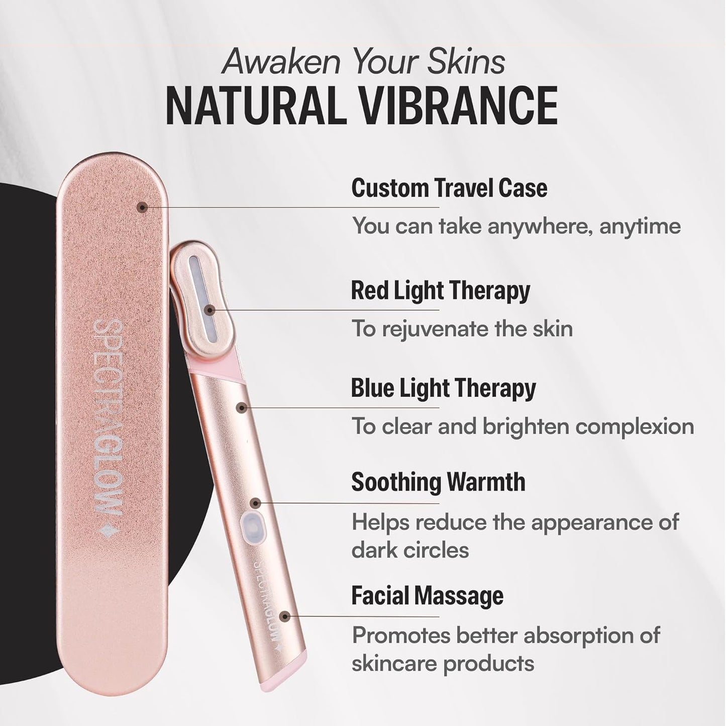 4-in-1 Red Light Therapy Wand for Face with Travel Case – Facial Rejuvenation Device for Home Use with Adjustable Head – Portable Beauty Tool for Skin Health and Anti-Aging