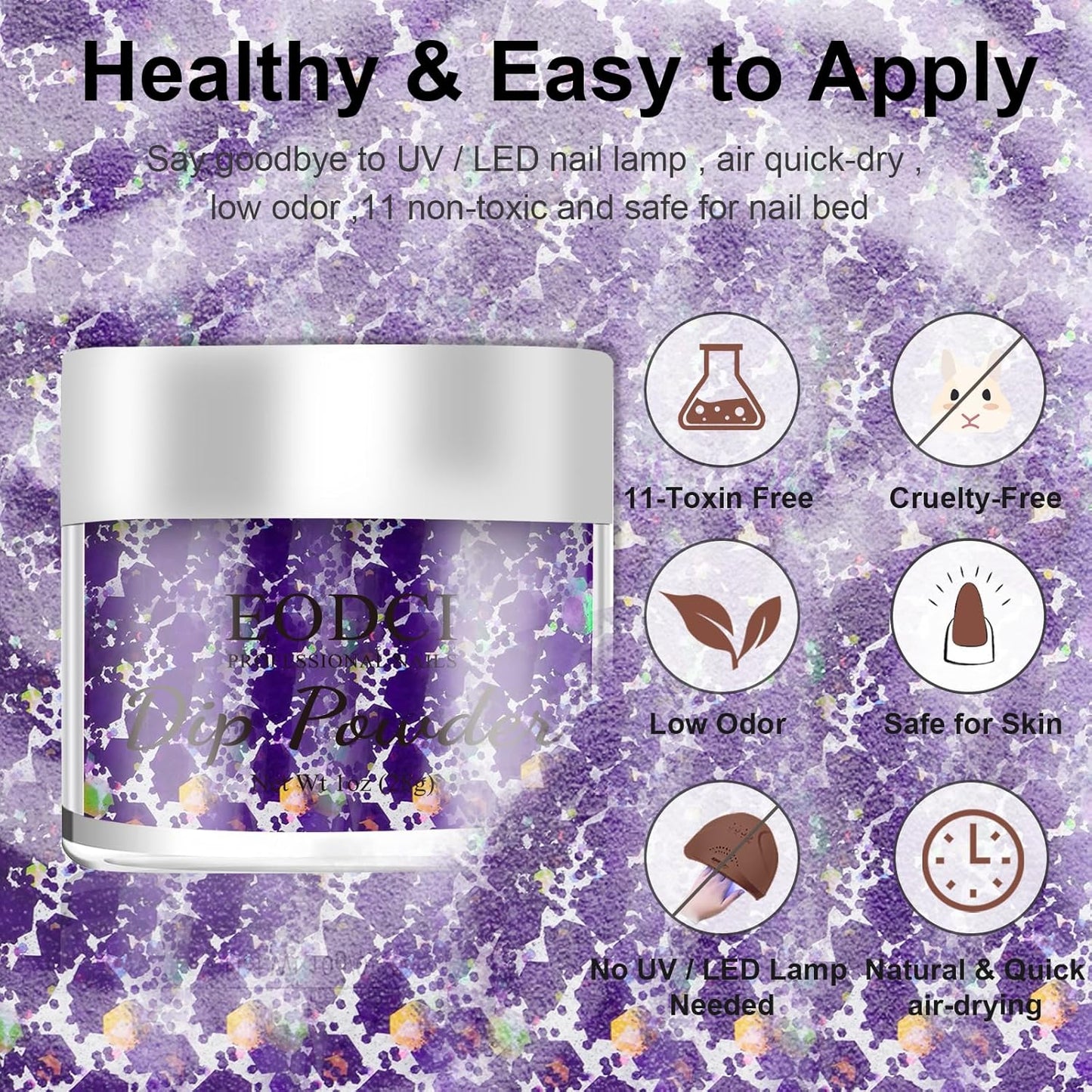 Nail Dip Dipping Powder,1 Oz/28g Dopamine Glitter Purple Color Dipping Powder French Nails Art Starter Manicure DIY Salon Home Gift for Women,No Need Nail Lamp Cured