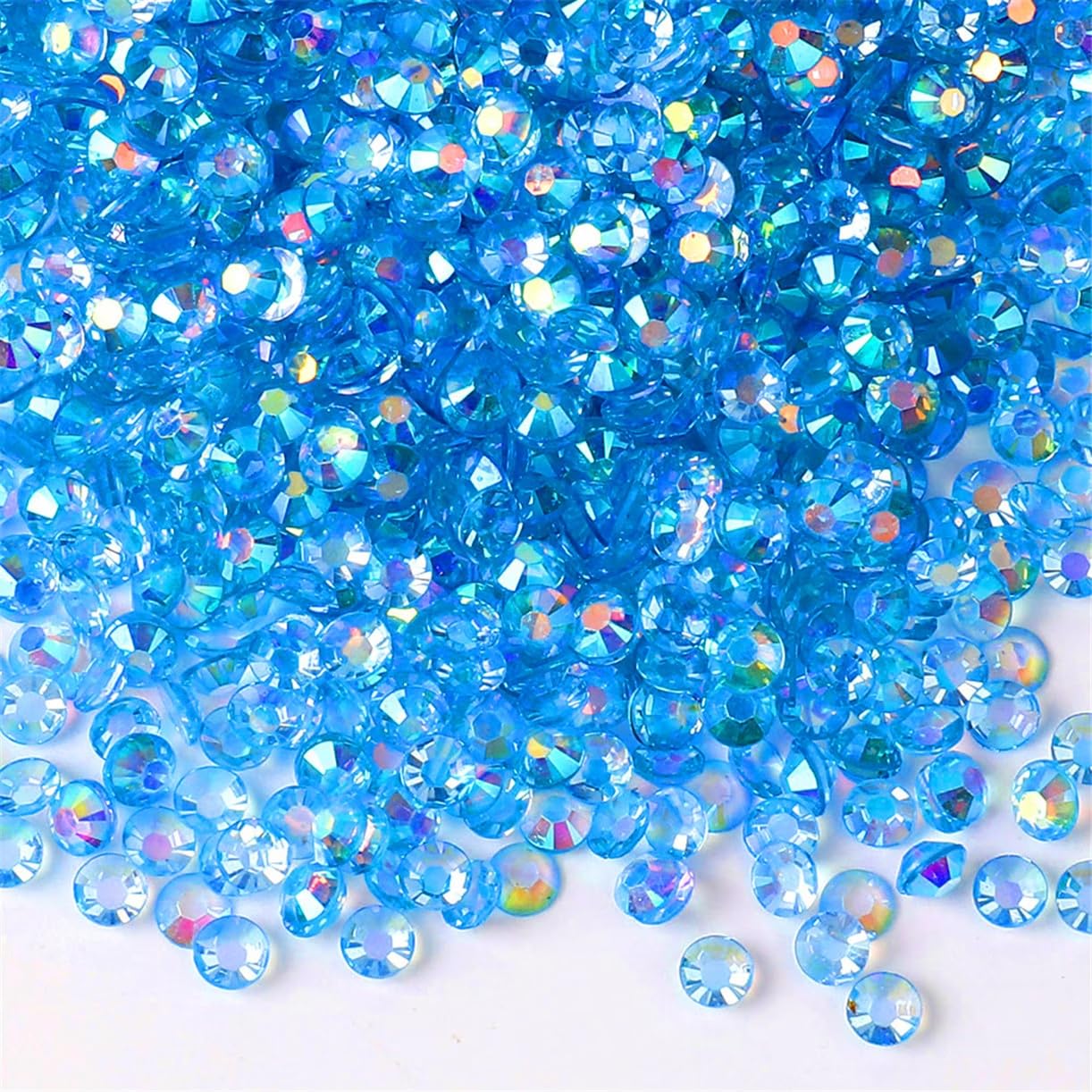 1500 Pieces SS16 4mm Flatback Rhinestones AB Clear Round Gems Crystals for Nail Art DIY Crafts Clothes Shoes Bags （Transparent Peacock Blue AB）