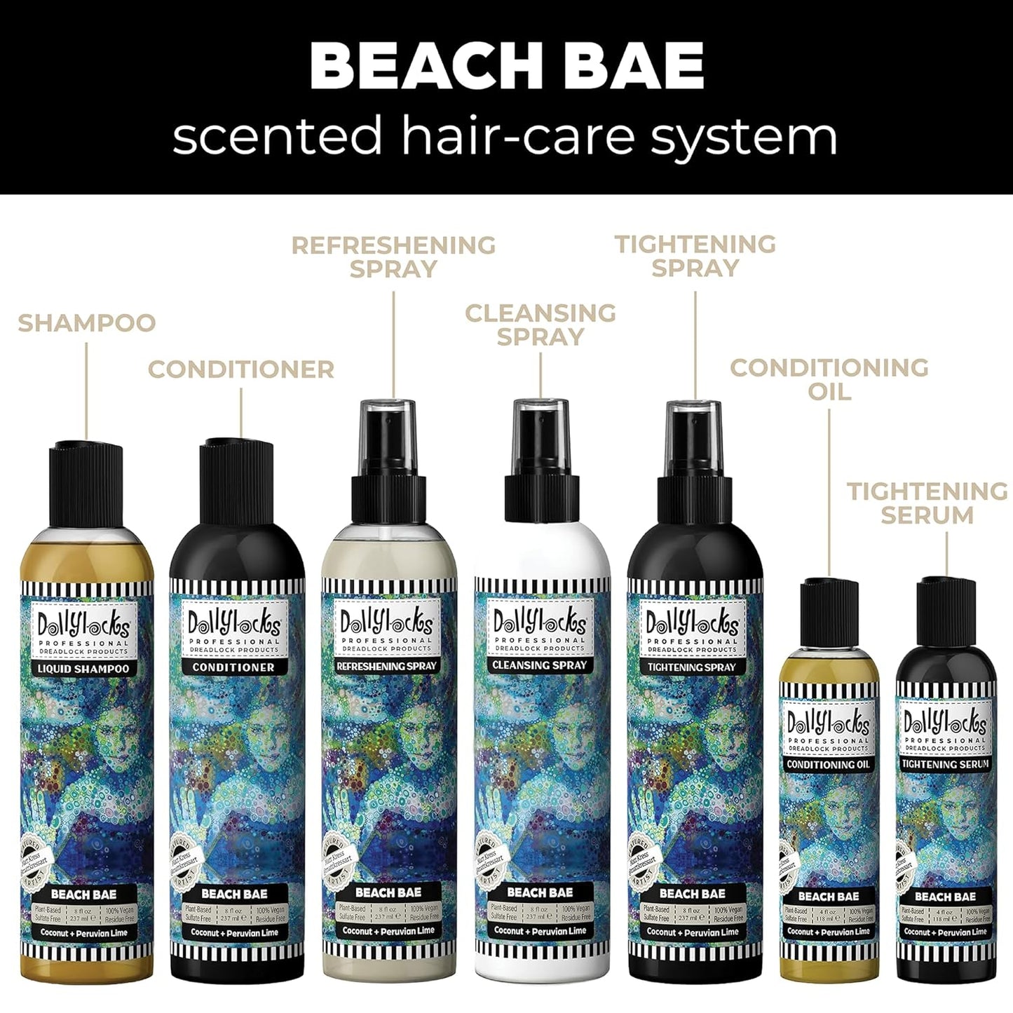 Dollylocks Tightening Spray – The Original Dreadlock Tightening Spray, Residue-Free, Coconut Lime (Beach Bae Scent, 8oz)