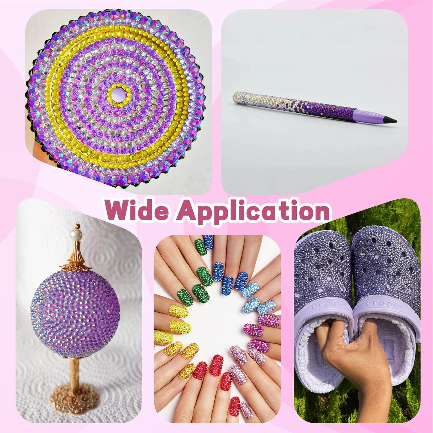 20000Pcs Purple Rhinestones for Bedazzling with 3Pcs B7000 Jewelry Glue, Resin Rhinestones for Crafting Crafts，Bedazzler Kit Flatback Gems for Clothing Shoes Tumblers Nail Art