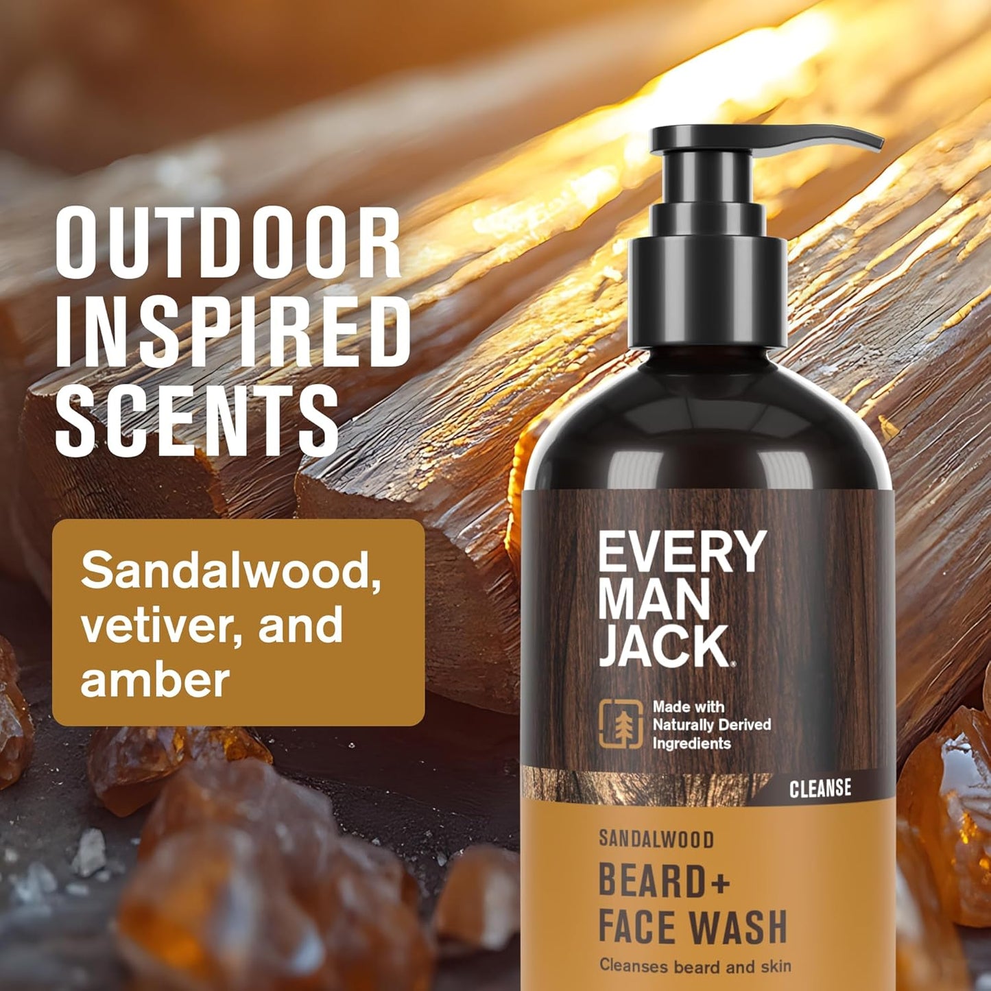 Every Man Jack Men's Sandalwood Beard Set - Perfect for Every Guy - Five Grooming Essentials For a Complete Routine - Beard + Face Wash, Beard + Face Lotion, Beard Oil, Beard Butter, and Beard Comb