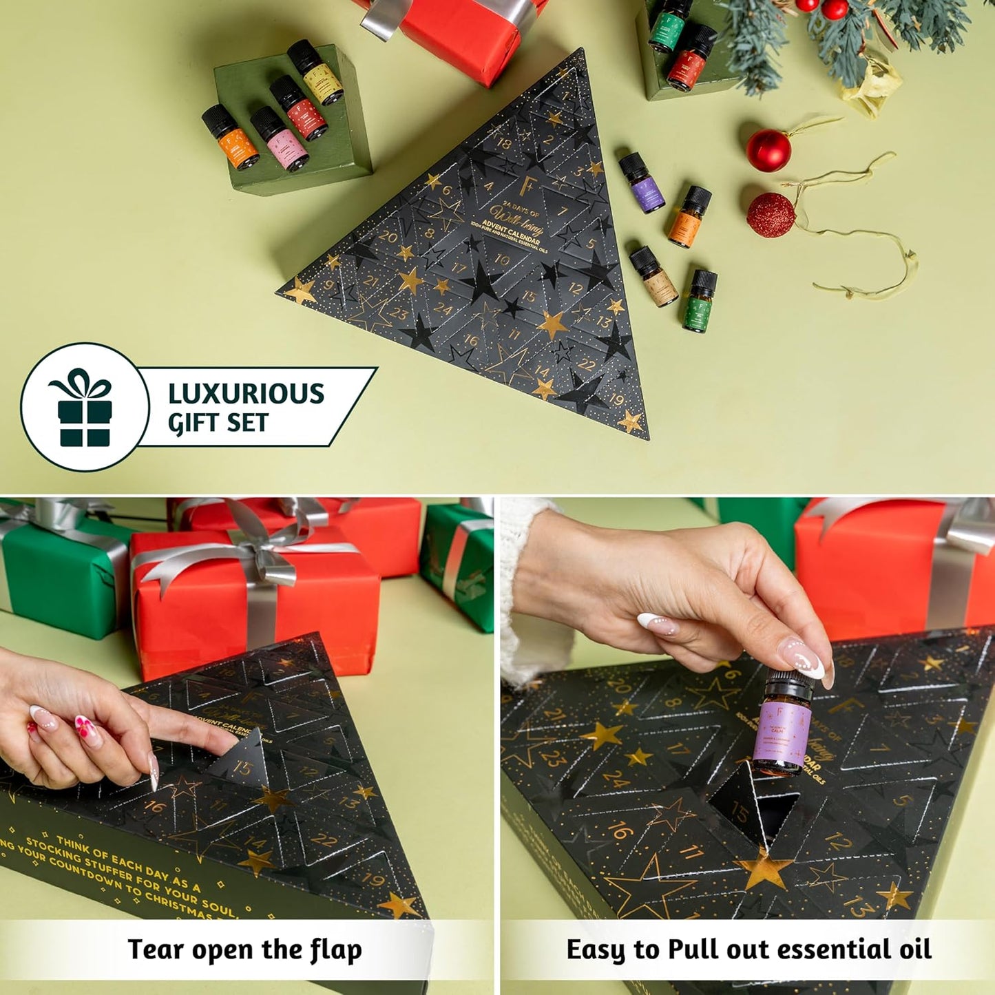 Folkulture Essential Oils Set for Diffuser for Home | Set of 24 Essential Oils | Vanilla, Rosemary, Peppermint | Fragrance Oil Scents for Gifts for Women | Wellness Gift Set