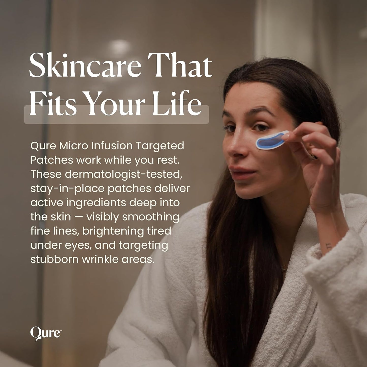 Qure Skincare MicroInfusion Targeted Patches - 8 Pairs of Targeted Under Eye Patches Formulated for Fine Lines & Wrinkles - Retinol, Caffeine, Niacinamide & Peptides - Dissolvable for Overnight Use