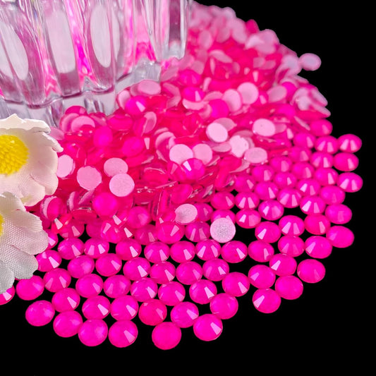 Flatback Glass Rhinestones,Bedazzler Gems Glue Fix 1440pcs Non Hotfix Rhinestones for Nail Charms Tumblers Crafts Clothes,Hot Pink Neon,SS16