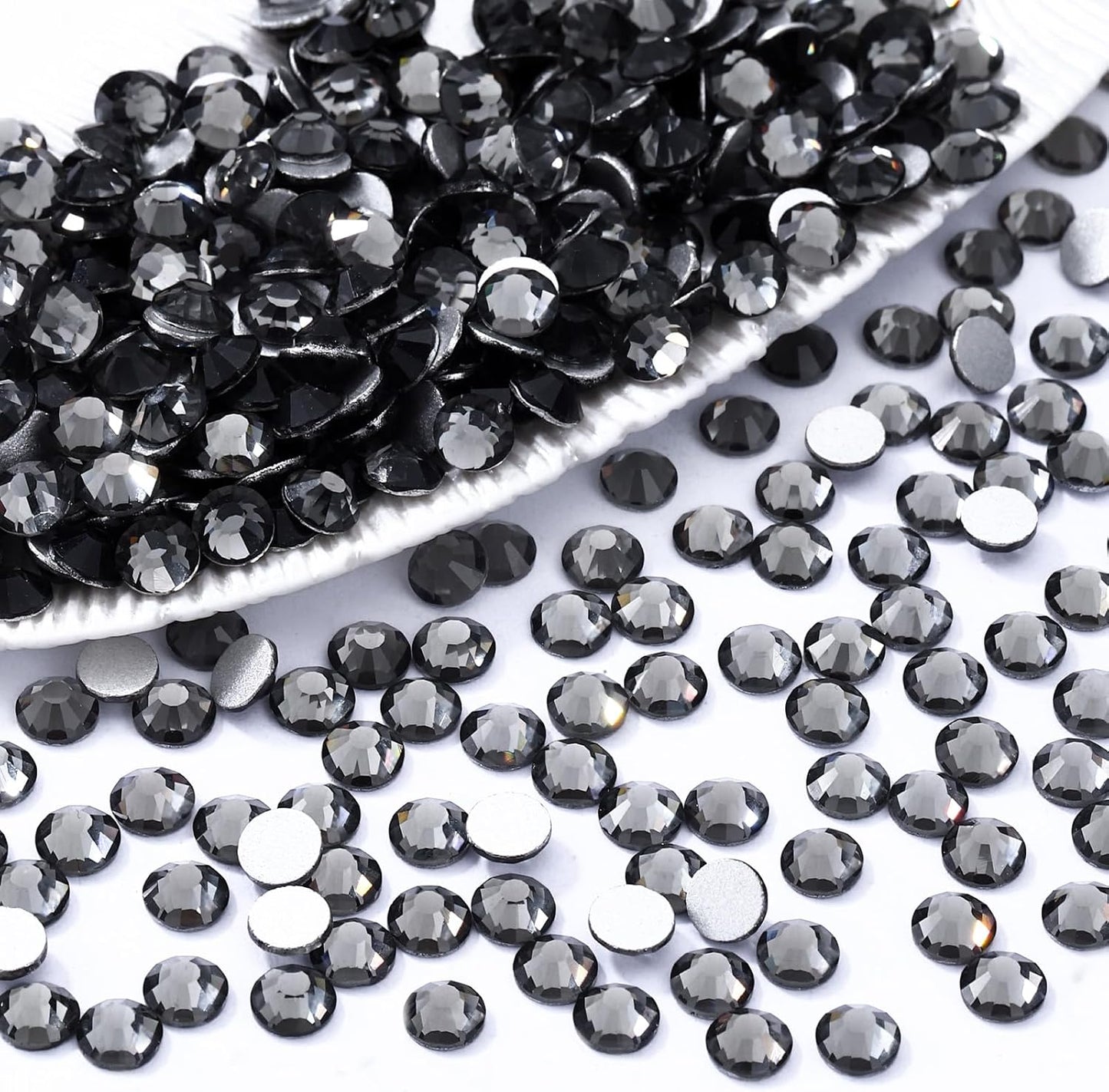 Gray Flatback Rhinestones, Glass Rhinestones for Nail Art and Craft, Glue Fix, Loose Crystal Gemstones(Gray, SS20, 1440pcs, 4.6-4.8mm)