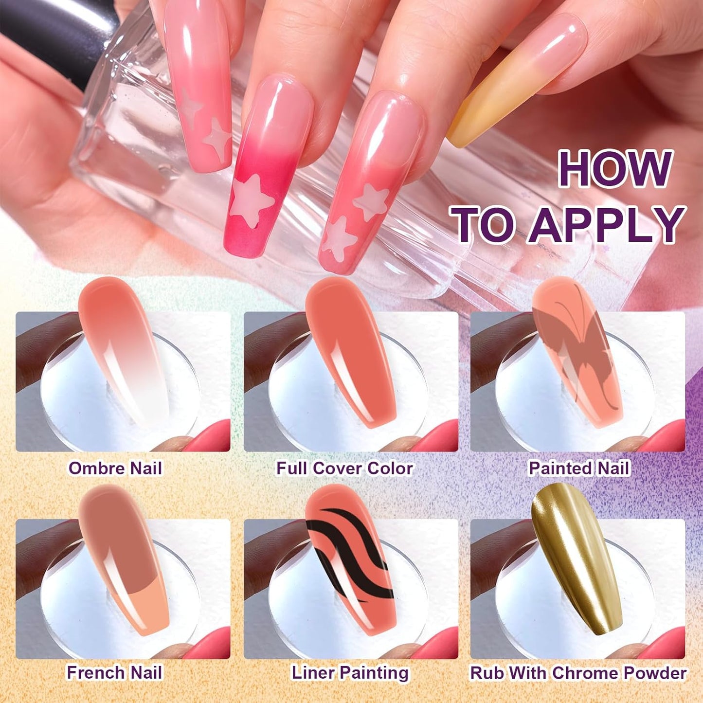 Gradient Painting Gel, 9 Colors Ombre Gel Nail Polish Nude Pink for Pigment Pat Nails Aura Nails French Manicure Long Lasting Home Salon DIY Nail Art Terracotta Blush