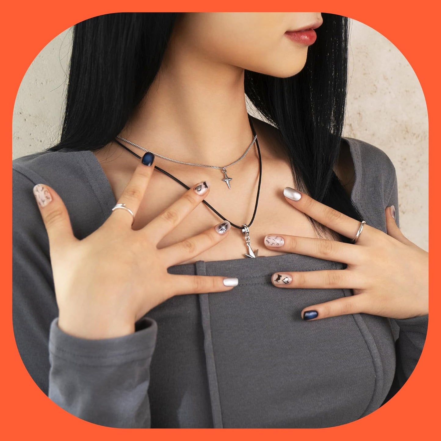 Semi Cured Gel Nail Strips | No LED Lamp Needed | Glitter, Black, White | Easy Apply & Remove, Salon Quality | Includes 28 Strips, 1 Prep Pads, Nail File & Wooden Stick - Hey, You’re Timeless