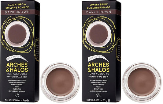 Arches & Halos Luxury Brow Building Pomade in Dark Brown, 0.1 Ounce (Pack of 2)