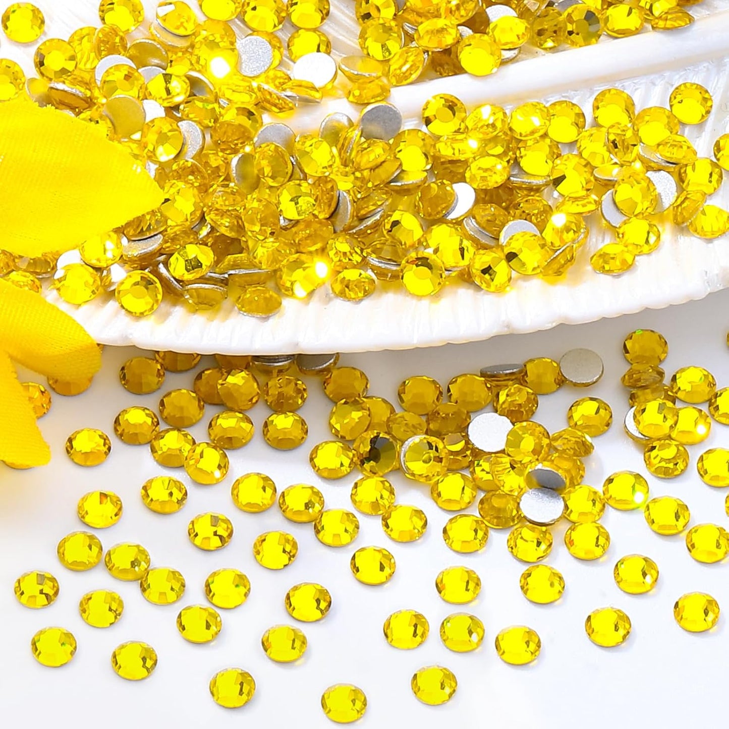 Citrine Flatback Rhinestones, Glass Rhinestones for Nail Art and Craft, Glue Fix, Loose Crystal Gemstones(Yellow, SS10, 1440pcs, 2.7-2.8mm)