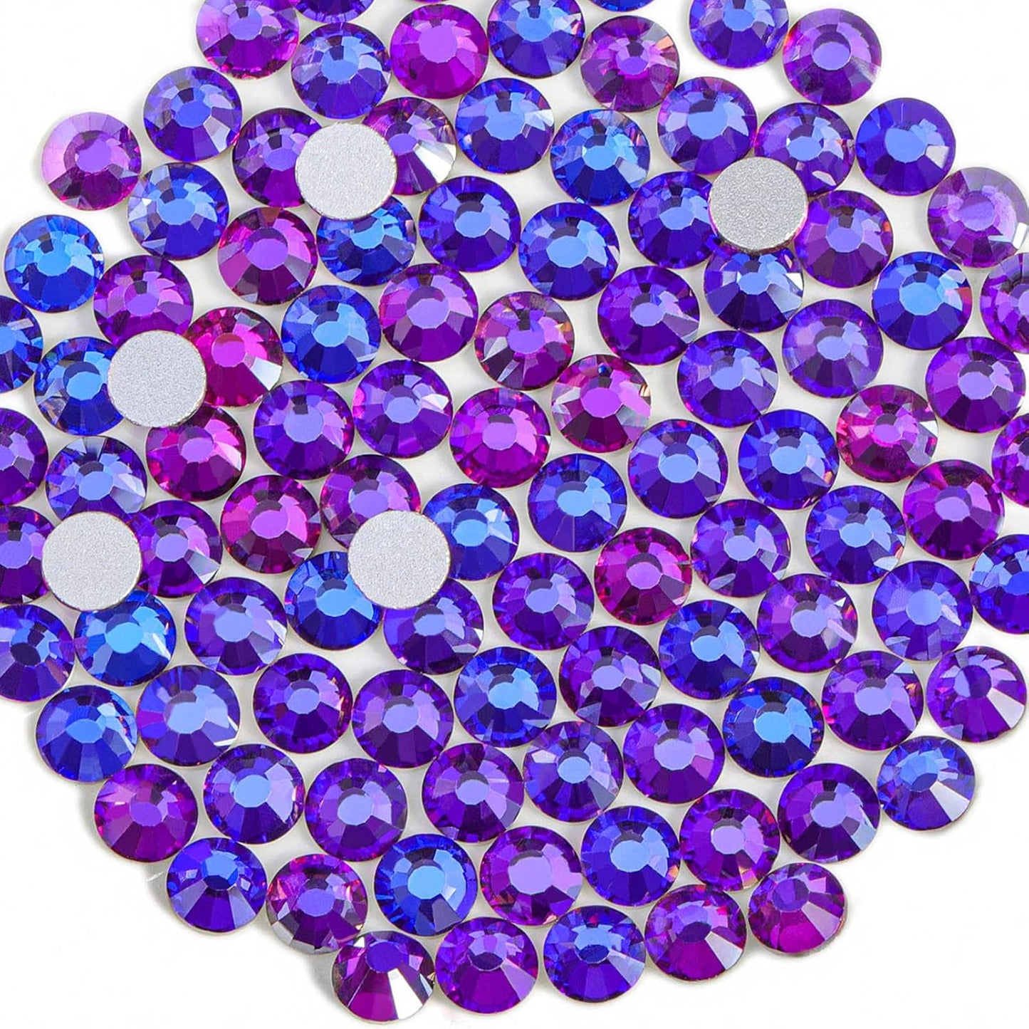 beadsland 144pcs Flat Back Crystal Rhinestones Round Gems for Nail Art and Craft Glue Fix, Purple Velvet, 10mm, SS50/144pcs