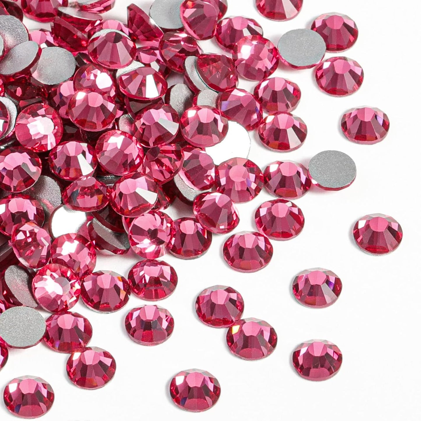 beadsland 1440pcs Flat Back Crystal Rhinestones Round Gems for Nail Art and Craft Glue Fix,Rose(SS10(2.7-2.8mm))