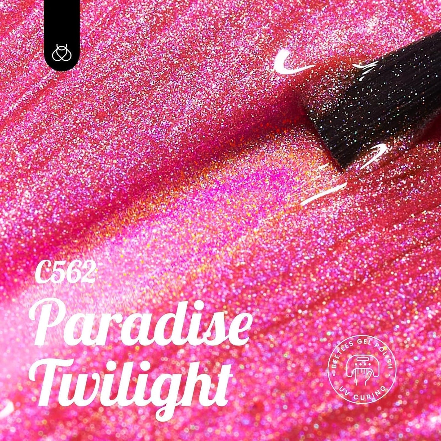 Beetles Pink Glitter Gel Polish – Paradise Twilight Gel Nail Polish, Reflective Glitter Shimmer Pink Flash Dimond Mermaid Unicorn Effect Soak Off UV LED 15ml