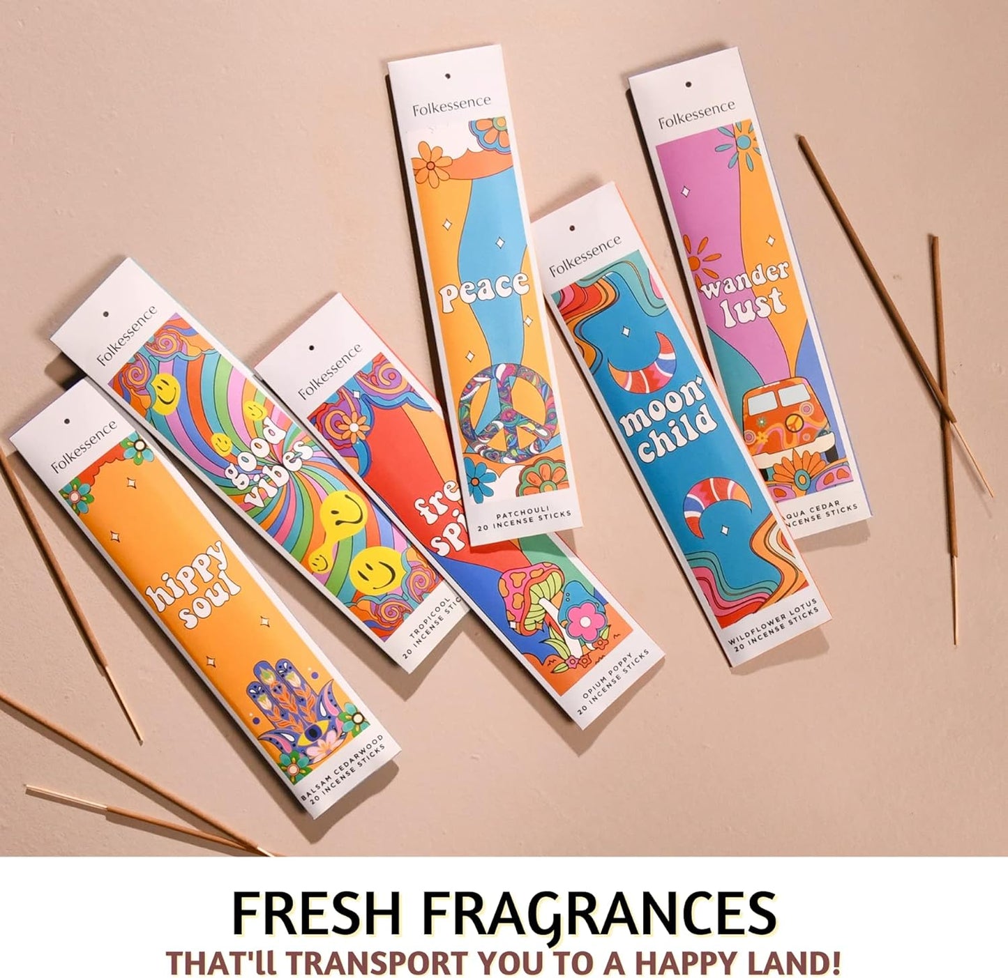 Folkulture Incense Sticks for Home | Set of 6 Variety Pack (120 Non Toxic Insence) | 45 Mins Burn Time | Balsam Cedarwood, Organic Insence-Sticks | Slow Burning Inscents-Stick for Relaxation