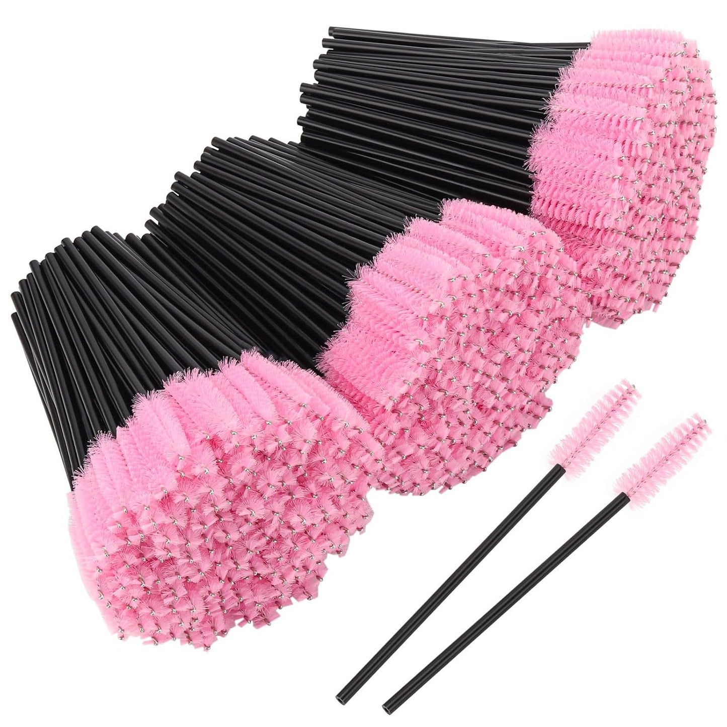 BTYMS 500 Pieces Disposable Mascara Wands Eyelash Brush Brow Brushes Applicators Lash Spoolies for Eye Lash Extension - Pink