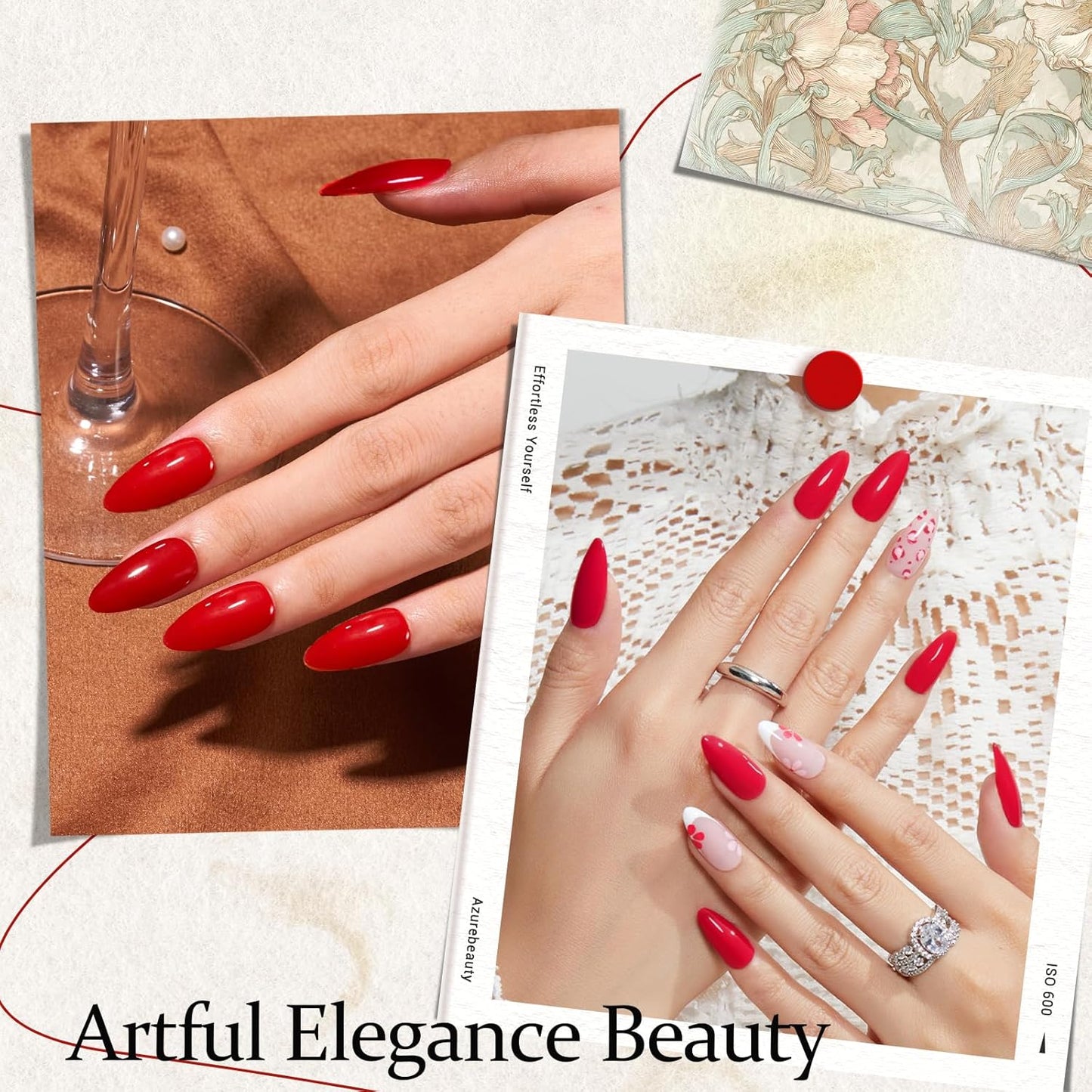 AZUREBEAUTY Red Nail Polish Burgundy Quick Dry Natural Infinite Shine Nail Lacquer Fingernail Polish Strengthening Treatment Kit Salon-Quality for Women 10ml