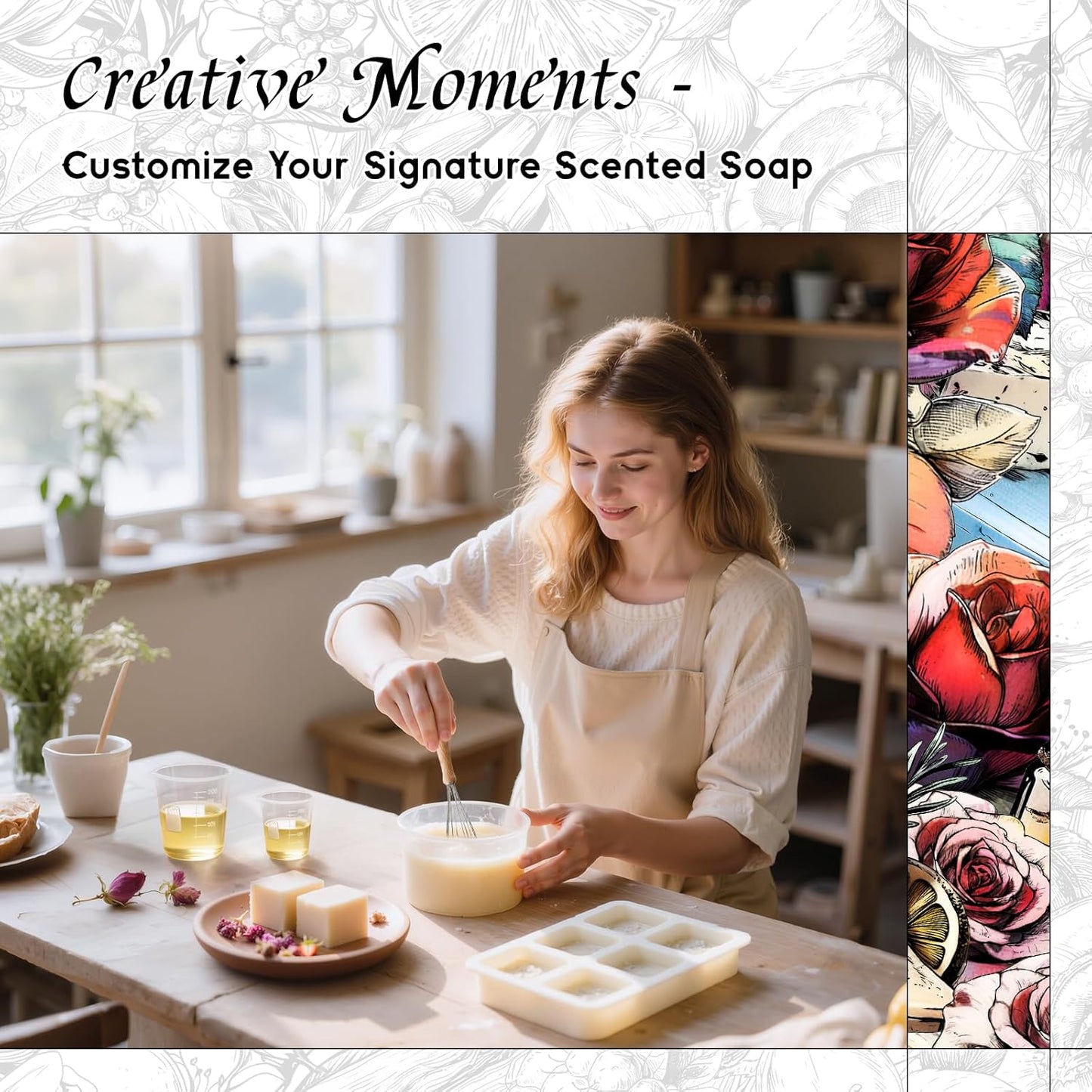 HIQILI Rose Fragrance Oil for Candle & Soap Making, Essential Oil Diffuser, Floral Scents, Add to Laundry Dryer Balls - 1 Fl Oz